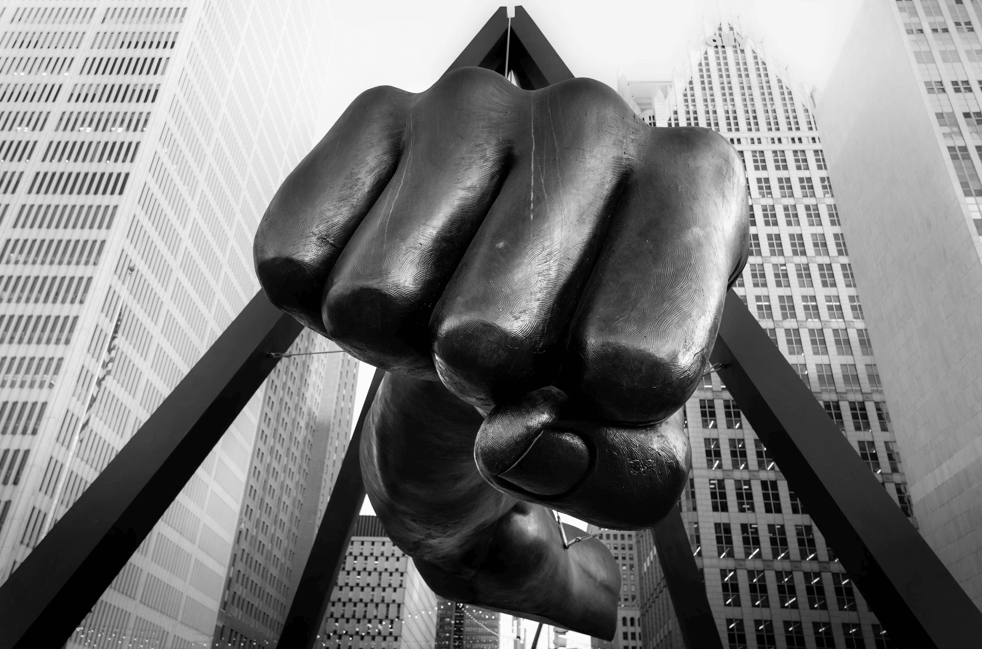 Detroit Skyline with Joe Louis Monument